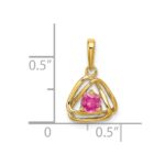 14k 4mm Round October/Pink Tourmaline Triangle Pendant - Image 2