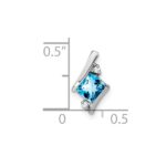 Sterling Silver Antique Cushion Blue Topaz and Diamond Pendant - Image 4