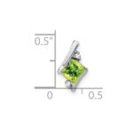 14k White Gold 7mm Cushion August/Peridot and Diamond Chain Slide - Image 2