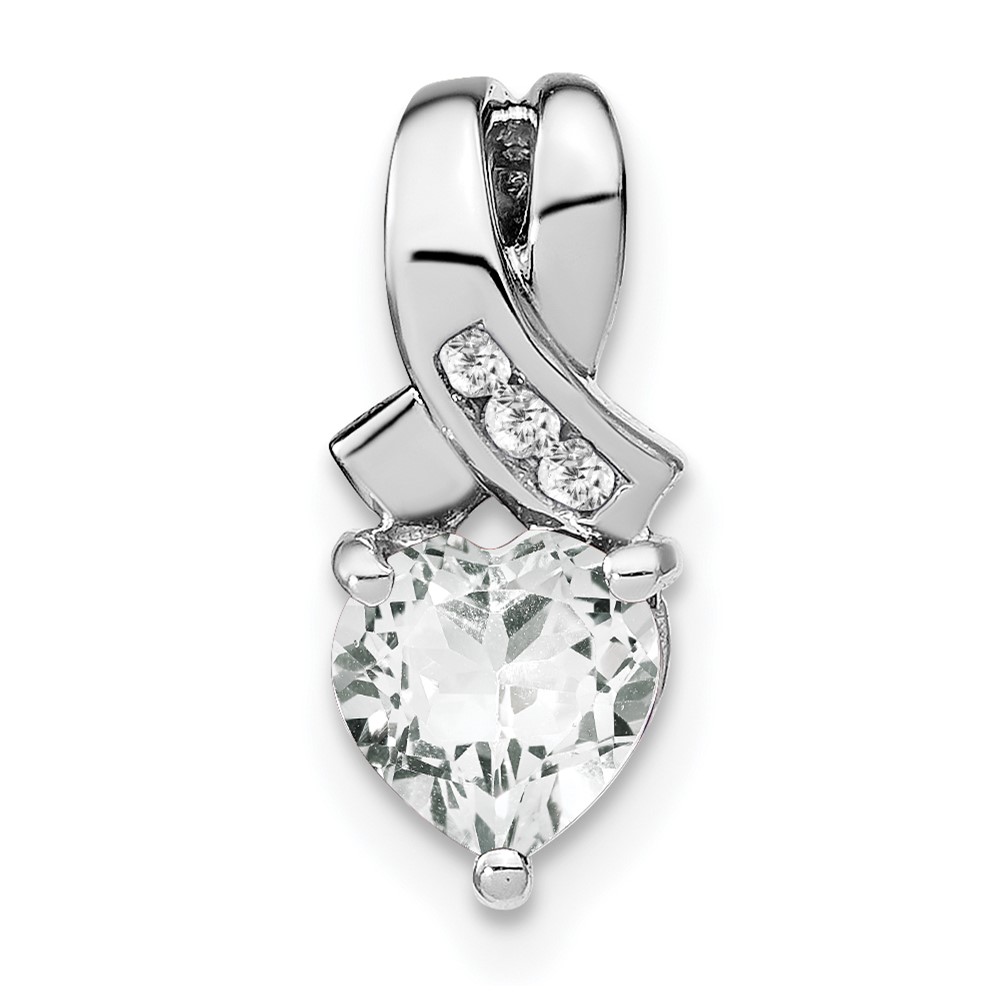 PM7401-WT-003-SSA.jpg Sterling Silver Rhodium-plated White Topaz and Diamond Pendant - Image 1