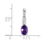 14k White Gold 7x5 Oval February/Amethyst and Diamond Pendant - Image 2