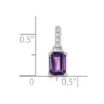 10k White Gold Amethyst and Diamond Pendant - Image 3