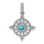 14k White Gold Turquoise and White Topaz Pendant