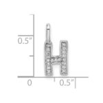 14K White Gold Diamond Letter H Initial Pendant - Image 4