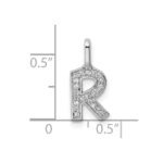 14K White Gold Diamond Letter R Initial Pendant - Image 4