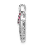 14k White Gold Ruby and Diamond Heart Pendant - Image 2