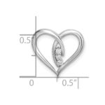 14k White Gold Diamond Polished 3-Stone Heart Chain Slide - Image 2