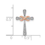 14k Two-tone White and Rose Gold Diamond Cross with Infinity Chain Slide - Image 2