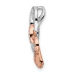 14k Two-tone White and Rose Entwined Double Heart Diamond Chain Slide - Image 2