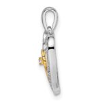 14k Two-tone Heart with Cross Diamond Pendant - Image 2