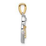 14k Two-tone Heart with Cross 1/8 carat Diamond Pendant - Image 2