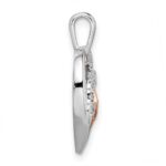 14k Two-tone White and Rose Heartbeat Diamond Heart Pendant - Image 2