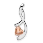 14k Two-tone White and Rose Heart 1/6 carat Diamond Chain Slide - Image 3