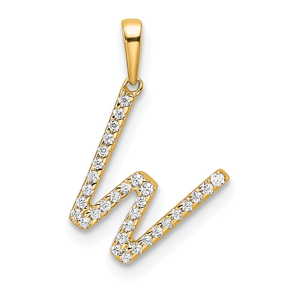 PM9798W-010-YA.jpg 14K Diamond Letter W Initial Pendant - Image 1