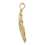 14k and White Rhodium Diamond-cut Spiral Circle Pendant - Image 2