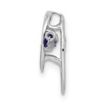 Sterling Silver Rhodium Created Sapphire Birthstone Vibrant Chain Slide - Image 2
