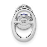 Sterling Silver Rhodium Created Sapphire Birthstone Vibrant Chain Slide - Image 4