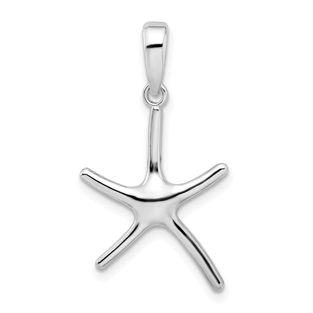 QC10075.jpg De-Ani Sterling Silver Rhodium-Plated Polished Starfish Pendant - Image 1