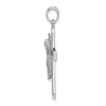 De-Ani Sterling Silver Rhodium-Plated Polished Beaded Edge Crucifix Pendant - Image 2