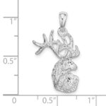 De-Ani Sterling Silver Rhodium-Plated Polished and Textured Deer Head Pendant - Image 4