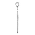 De-Ani Sterling Silver Rhodium-Plated Diamond-Cut Filigree Fleur de Lis Cross Pendant - Image 2