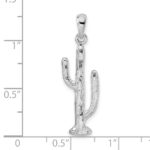 De-Ani Sterling Silver Rhodium-Plated Polished 3D Saguaro Cactus Pendant - Image 3