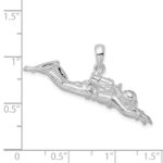 De-Ani Sterling Silver Rhodium-Plated Polished 3D Female Scuba Diver Pendant - Image 3