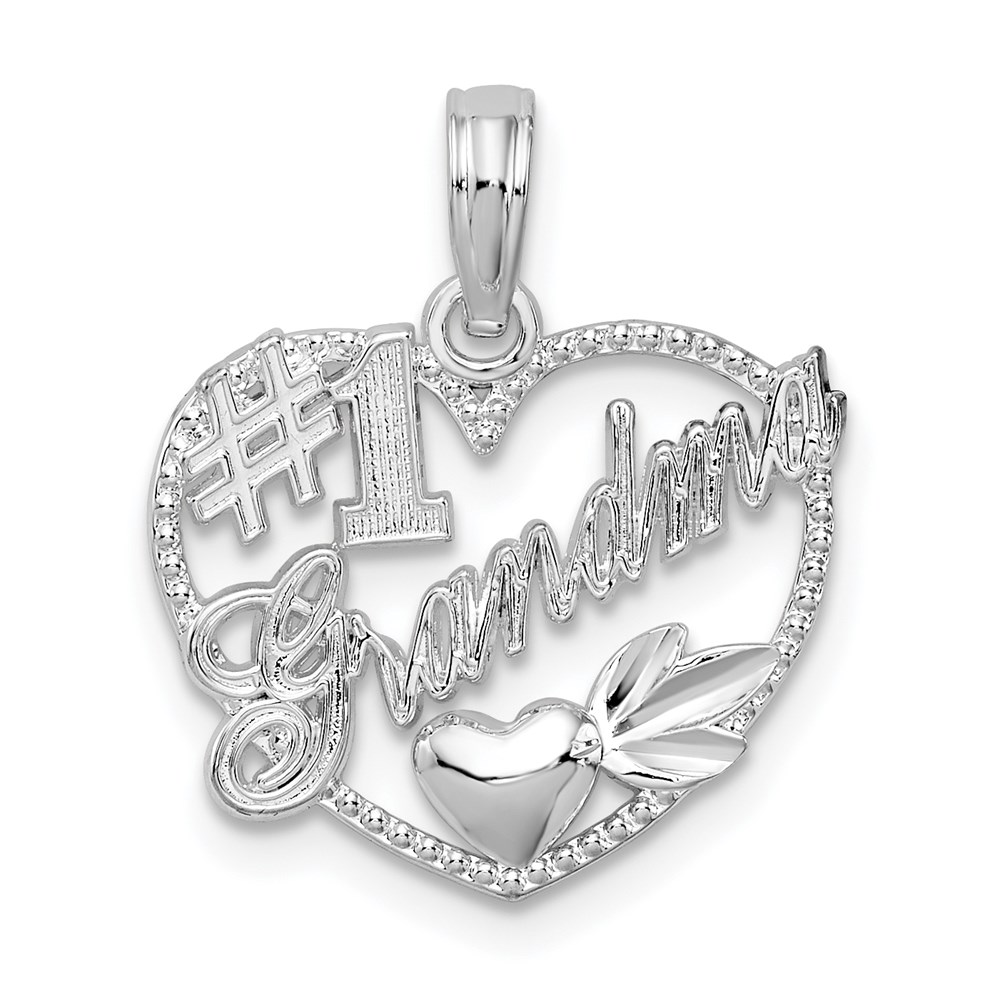 QC10298.jpg De-Ani Sterling Silver Rhodium-plated #1 Grandma in Heart Pendant - Image 1