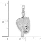De-Ani Sterling Silver Rhodium-Plated Polished 3D Baseball / Bat / Glove Pendant - Image 3