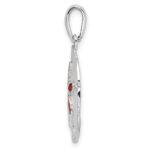 De-Ani Sterling Silver Rhodium-Plated Polished Enameled Sand Dollar Pendant - Image 2