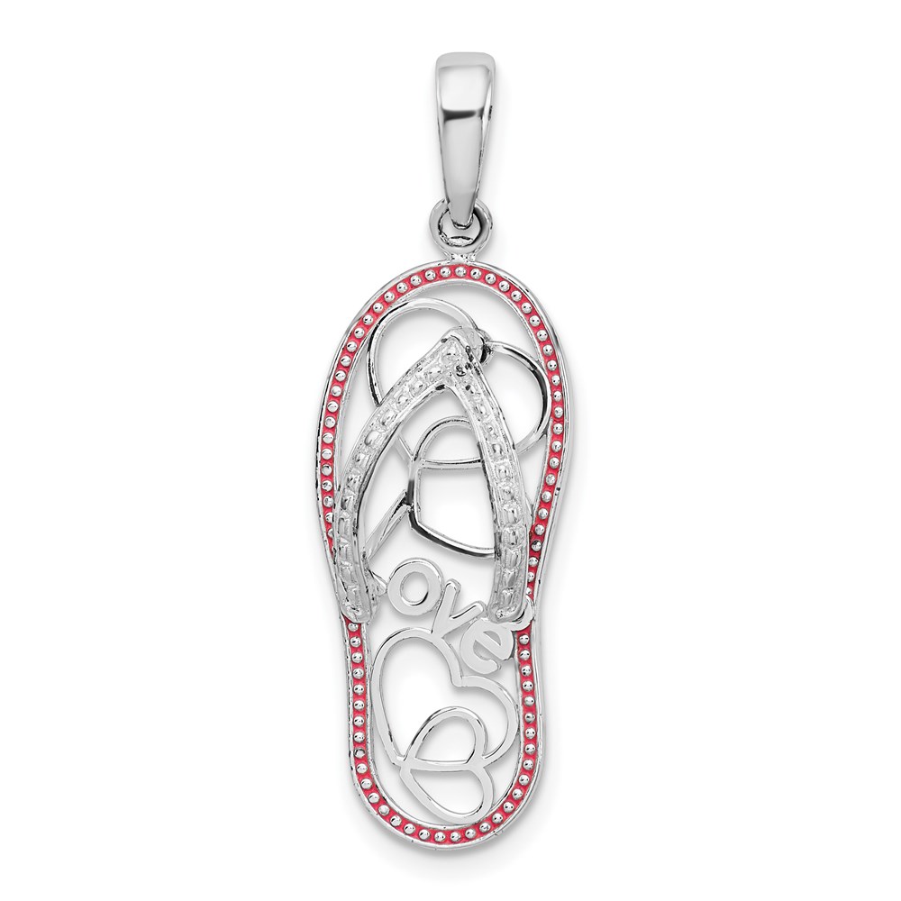 QC10701.jpg De-Ani Sterling Silver Rhodium-Plated Enameled LOVE Flip-flop Pendant - Image 1