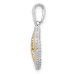 De-Ani Sterling Silver Rhodium-Plated Large Sand Dollar with 14k Starfish Pendant - Image 2