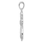 De-Ani Sterling Silver Rhodium-Plated Polished Filigree Cross with 14k Accent Pendant - Image 2