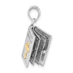 De-Ani Sterling Silver Rhodium-Plated Polished 3D Lords Prayer Holy Bible Pendant - Image 3