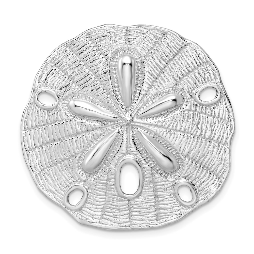 QC11249.jpg De-Ani Sterling Silver Rhodium-Plated Polished and Textured Large Sand Dollar Slide - Image 1