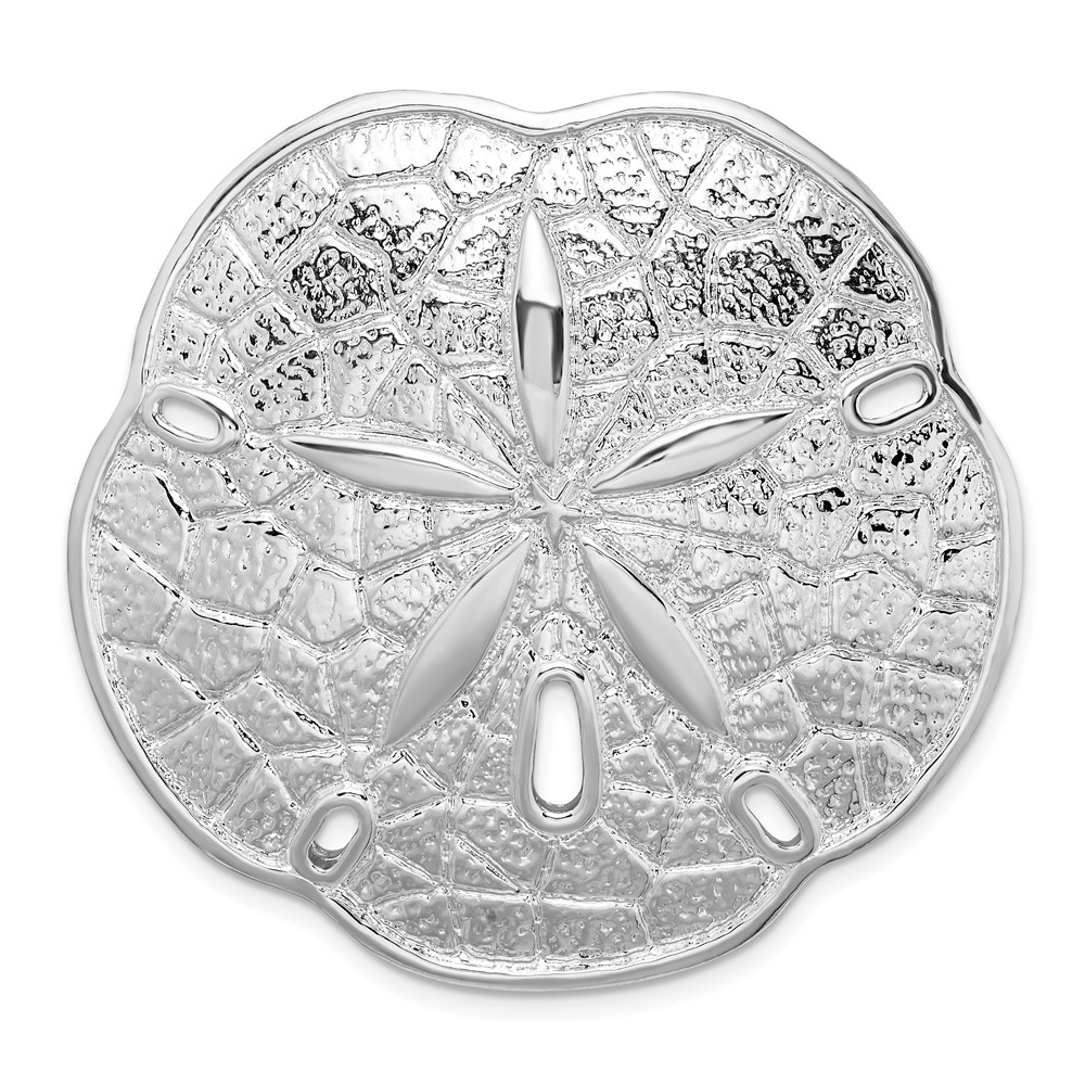 QC11250.jpg De-Ani Sterling Silver Rhodium-Plated Polished Sand Dollar with Scalloped Edge Slide - Image 1