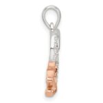 Sterling Silver Rose-tone Polished CZ Anchor Heart Pendant - Image 2