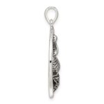 Sterling Silver Polished and Antiqued Sea Life Circle Pendant - Image 2