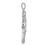 Sterling Silver Rhodium-plated CZ Cross Pendant - Image 2