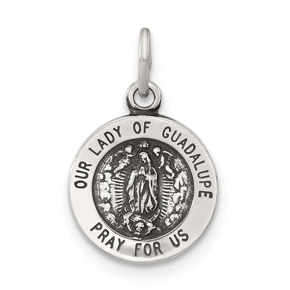 QC11464.jpg Sterling Silver Antiqued Solid Lady of Guadalupe Medal - Image 1