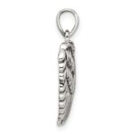 Sterling Silver Polished and Antiqued CZ Angel Wing Heart Pendant - Image 2
