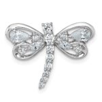 Sterling Silver Rhodium-plated Polished CZ Dragonfly Chain Slide Pendant