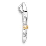 Sterling Silver Rhodium-plated with 14k Accent Polished CZ Fleur De Lis Chain Slide Pendant - Image 2