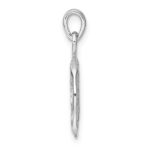 Sterling Silver Rhodium-plated Polished Reversible Leo Lion in Circle Zodiac Pendant - Image 2