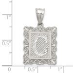 Sterling Silver Square Diamond-cut Letter C Initial Pendant - Image 3