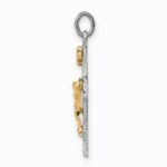 Sterling Silver Platinum-plated Gold-tone INRI Crucifix Charm - Image 2