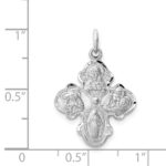 Sterling Silver Platinum-plated Satin 4-way Medal - Image 3