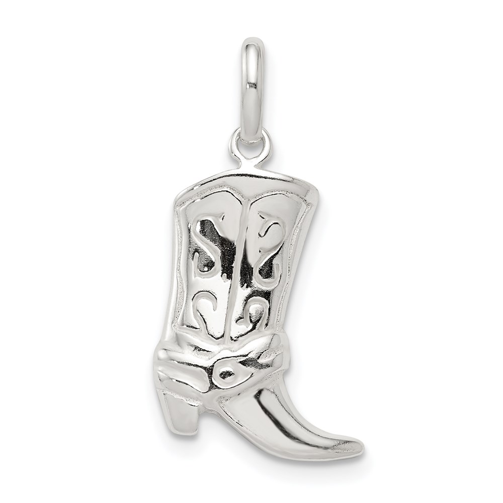 QC3846.jpg Sterling Silver Cowboy Boot Charm - Image 1