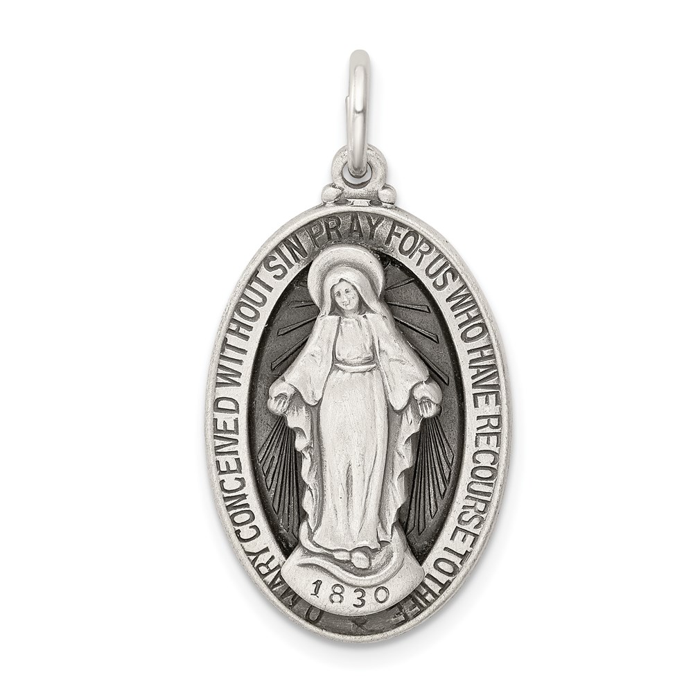 QC5523.jpg Sterling Silver Antiqued Miraculous Medal - Image 1
