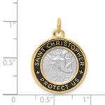 Sterling Silver Platinum-plated & 18k plated Epoxy St. Christopher Charm - Image 3